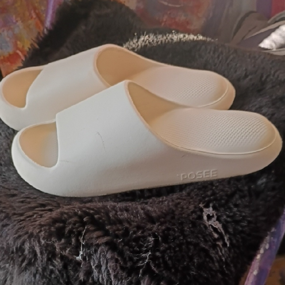 White Slide Sandals